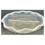 Set of Vintage Hobnail Opalescent Glass Bowls, Divided Dishes, and Candle Holders