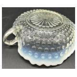 Set of Vintage Hobnail Opalescent Glass Bowls, Divided Dishes, and Candle Holders