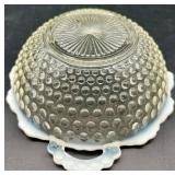 Set of Vintage Hobnail Opalescent Glass Bowls, Divided Dishes, and Candle Holders