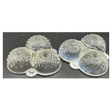 Set of Vintage Hobnail Opalescent Glass Bowls, Divided Dishes, and Candle Holders