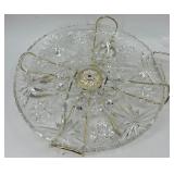 Anchor Hocking Early American Prescut Glass Sectional Serving Tray Set with Stand
