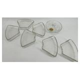 Anchor Hocking Early American Prescut Glass Sectional Serving Tray Set with Stand