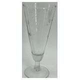 Set of 7 Etched Glass Champagne Flutes with Floral Design
