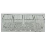 Vintage Glass Floral Tableware Set with Square Holders, Curved Bands, and Rectangular Trays