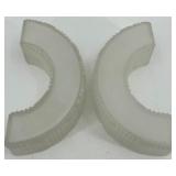 Vintage Glass Floral Tableware Set with Square Holders, Curved Bands, and Rectangular Trays