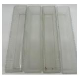 Vintage Glass Floral Tableware Set with Square Holders, Curved Bands, and Rectangular Trays