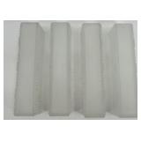 Vintage Glass Floral Tableware Set with Square Holders, Curved Bands, and Rectangular Trays