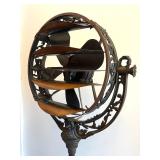 Antique Ornate Metal Funeral Fan with Decorative Frame and Parts