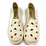 Walk With Me by Coldwater Creek Ladybug Espadrille Shoes, Size 7M, Ivory