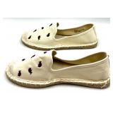 Walk With Me by Coldwater Creek Ladybug Espadrille Shoes, Size 7M, Ivory