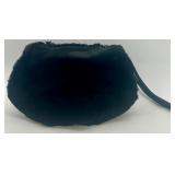 Black Faux Fur Hand Muff with Wrist Strap