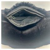 Black Faux Fur Hand Muff with Wrist Strap
