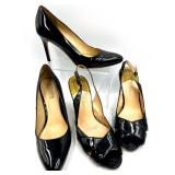 Cole Haan Black Patent Leather High Heel Shoes, Size 9 AA Set of 2 Pairs