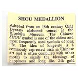 24k Gold Shou Medallion Pin with Buddha Jade Pendant & Chain