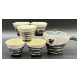 Japanese Stoneware Tea Set with 5 Cups and Teapot