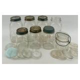Collection of Vintage Ball and Atlas Glass Mason Jars with Lids