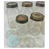 Collection of Vintage Ball and Atlas Glass Mason Jars with Lids