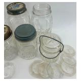 Collection of Vintage Ball and Atlas Glass Mason Jars with Lids