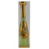 Vintage Bischoff Czechoslovakian Hand-Painted Glass Bottle with Gold Trim and Floral Design
