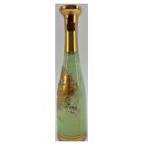 Vintage Bischoff Czechoslovakian Hand-Painted Glass Bottle with Gold Trim and Floral Design