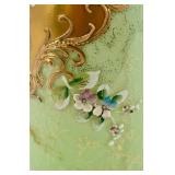 Vintage Bischoff Czechoslovakian Hand-Painted Glass Bottle with Gold Trim and Floral Design