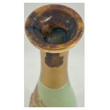 Vintage Bischoff Czechoslovakian Hand-Painted Glass Bottle with Gold Trim and Floral Design