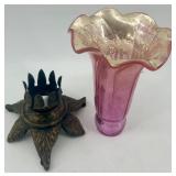 Set of 4 Vintage Mercury Glass Lamp Shades with Decorative Base