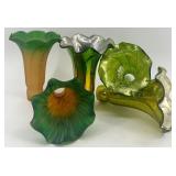 Set of 5 Vintage Mercury Glass Epergne Trumpet Vases
