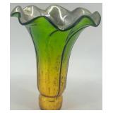 Set of 5 Vintage Mercury Glass Epergne Trumpet Vases