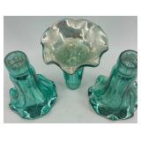 Set of 5 Vintage Ruffled Mercury Glass Vase Inserts