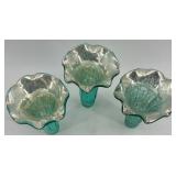 Set of 5 Vintage Ruffled Mercury Glass Vase Inserts