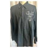 Set of 2 J. Campbell Los Angeles Black Embroidered Button-Up Shirts XL