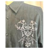 Set of 2 J. Campbell Los Angeles Black Embroidered Button-Up Shirts XL