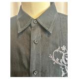 Set of 2 J. Campbell Los Angeles Black Embroidered Button-Up Shirts XL