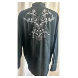 Set of 2 J. Campbell Los Angeles Black Embroidered Button-Up Shirts XL