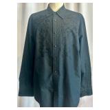 Set of 2 J. Campbell Los Angeles Black Embroidered Button-Up Shirts XL
