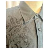 Set of 2 J. Campbell Los Angeles Black Embroidered Button-Up Shirts XL