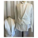 Oscar de la Renta Formal White Tuxedo Shirt and 2 matching Vests, Size 17/34