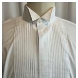 Oscar de la Renta Formal White Tuxedo Shirt and 2 matching Vests, Size 17/34