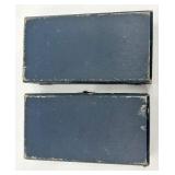 Set of 12 Vintage Brass Forks with Blue Handles in Original Cases