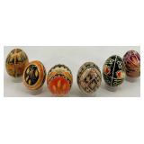 Set of 6 Handcrafted Ukrainian Pysanka Eggs with Traditional Designs
