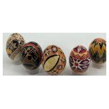 Set of 5 Ukrainian Pysanka Hand-Painted Eggs