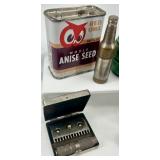 Vintage Collectibles Lot: North Bros Ice Shaver, Matchbooks, Tin Containers & More