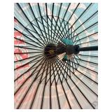 Geisha Brand Decorative Asian Umbrella with Blue Floral Design