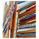 Collection of Vintage Wooden Textile Shuttles with Fabric Strips