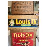 Set of 3 Vintage Wooden Fruit Crates with Branding