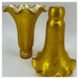 Set of 6 Vintage Mercury Glass Epergne Horns in Yellow and Orange