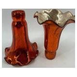 Set of 6 Vintage Mercury Glass Epergne Horns in Yellow and Orange