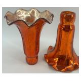 Set of 6 Vintage Mercury Glass Epergne Horns in Yellow and Orange