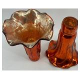 Set of 6 Vintage Mercury Glass Epergne Horns in Yellow and Orange